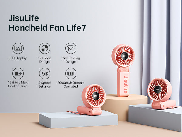JISULIFE HANDHELD FAN LIFE7 5000MAH-PINK