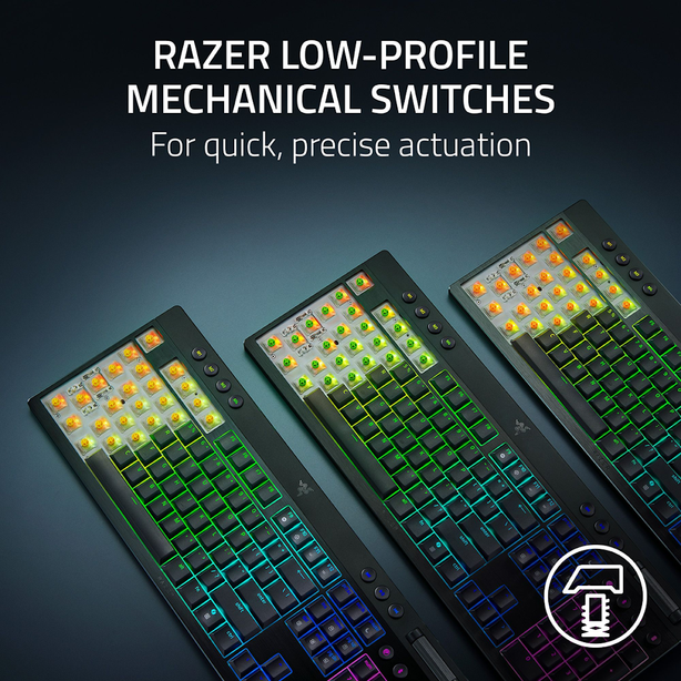 Razer BlackWidow V4 Low-Profile HyperSpeed Wireless Mechanical Gaming Keyboard Orange Tactile Switch US Layout - FRML - RZ03-05270800-R3M1