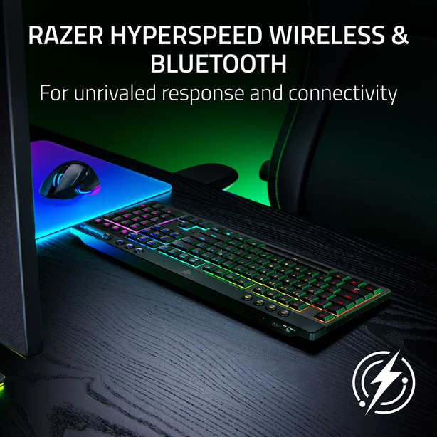 Razer BlackWidow V4 Low-Profile HyperSpeed Wireless Mechanical Gaming Keyboard Orange Tactile Switch US Layout - FRML - RZ03-05270800-R3M1