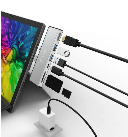 J5Create Mini Dock 7 In 1 For Surface Pro 7 Silver