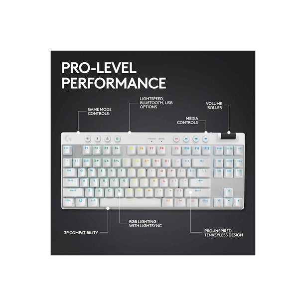 Logitech Pro X Tkl Lightspeed Gaming Keyboard White (Gx-Brown)