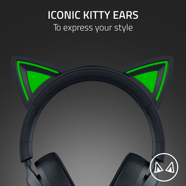 Razer Kraken Kitty V3 X Wired RGB Gaming Headset with Kitty Ears Ultra-Lightweight Black Edition - FRML - RZ04-05350200-R3M1