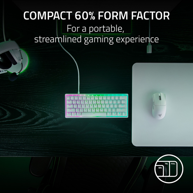 Razer Huntsman V3 Pro Mini - 60% Analog Optical Esports Keyboard - White Edition - US Layout – FRML