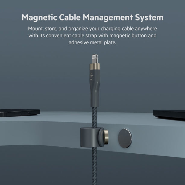 Belkin Usb-C To Lighting, Braid Sil, 1M, Black Magnetic Management