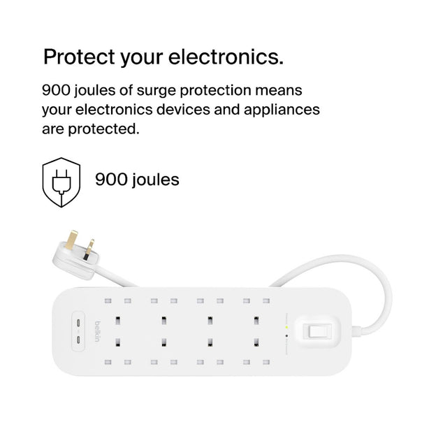 Belkin 8 Outlets Surge Protector W 2 X Usb-C Port