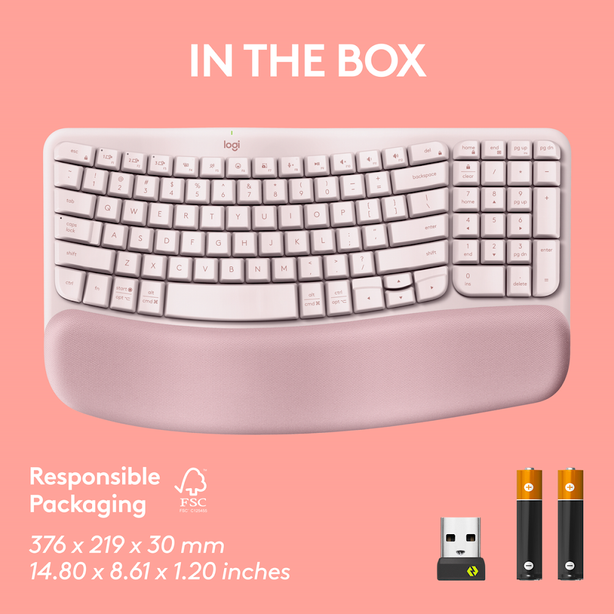 Logitech Wave Keys Ergonomic Wireless Keyboard Rose
