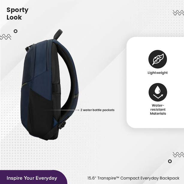 Targus Transpire Compact Everyday Backpack – Black Iris (Blue)