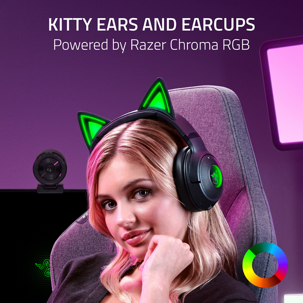 Razer Kraken Kitty V2 BT - Wireless Bluetooth RGB Headset with Kitty Ears - Black Edition - FRML Packaging