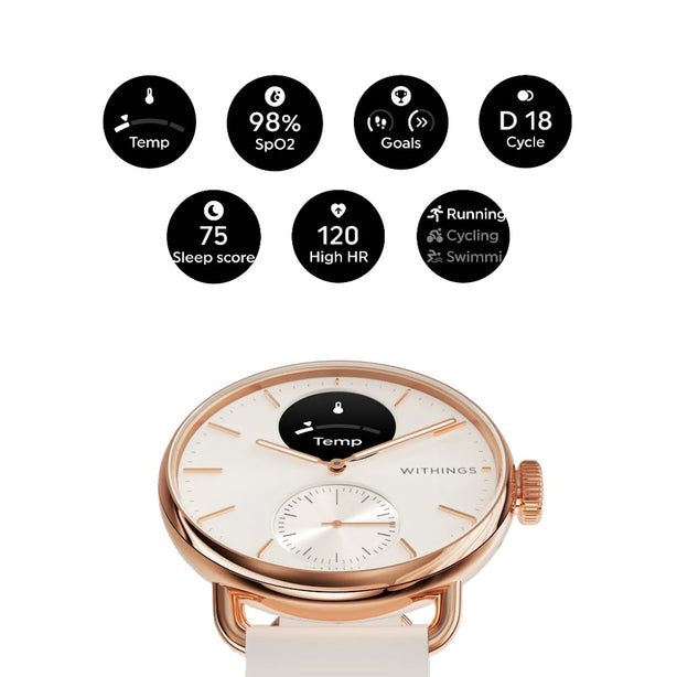 (No ECG Function) Withings ScanWatch Vitals Sand 38mm Sport Watches