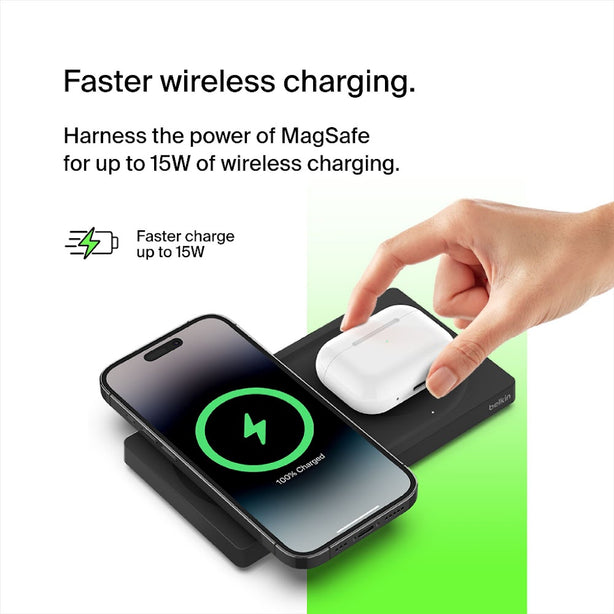 Belkin Magsafe 2-In-1 Wireless Flat Charge Pad Black