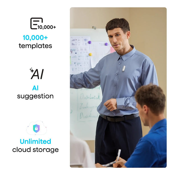 PLAUD NotePin S Wearable AI Note Taker – AI transcription, 112 languages, 10,000+ summary templates. Multimodal input,Silver