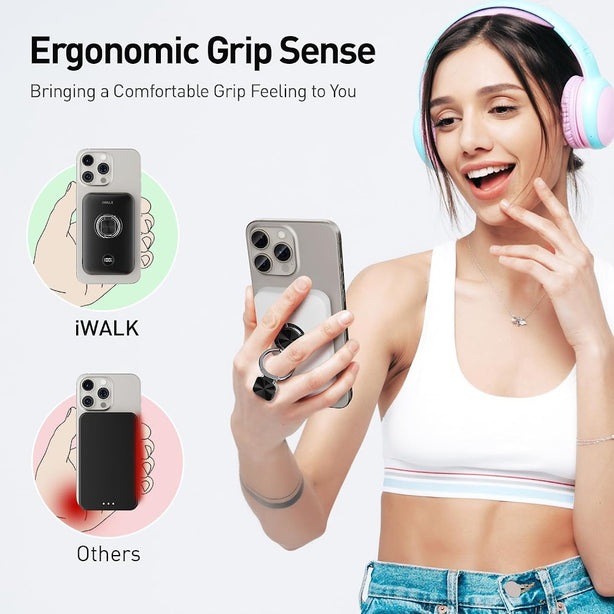 iWALK PowerGrip 10000mAh Magnetic Wireless Power Bank with Built-in Holder for iPhone (MXB009)White Buy 1 Get 1 Free