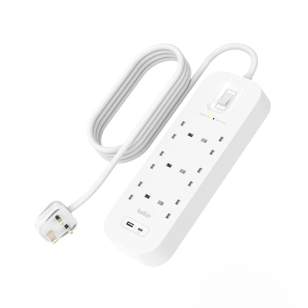 BELKIN 6 OUTLET SURGE PROTECTION STRIP W/USB A + C