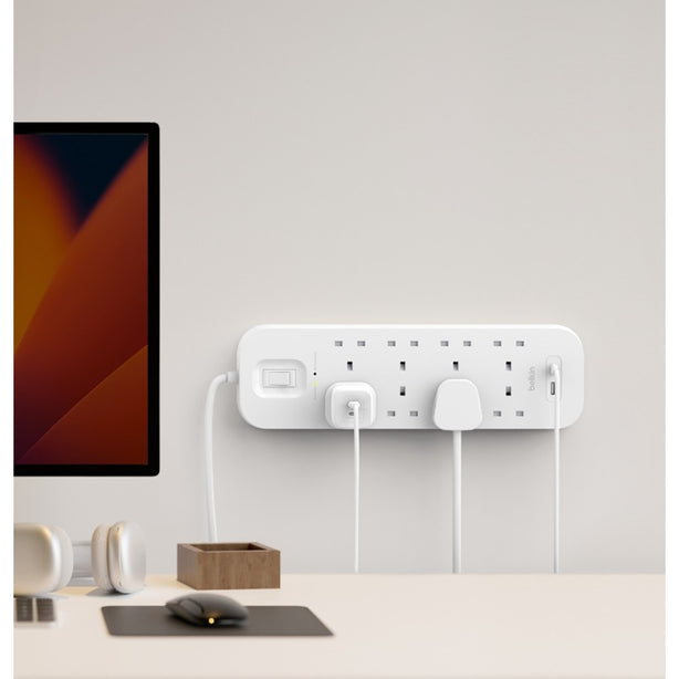 BELKIN 8 OUTLET SURGE PROTECTION STRIP W/USB A + C