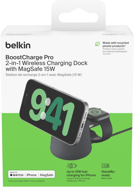 BELKIN MAGSAFE 15W CHR DOCK 2 in 1 CHARCOAL MASS
