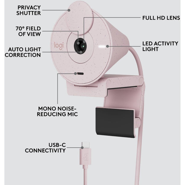 Logitech Brio 300 Full Hd Webcam - Rose