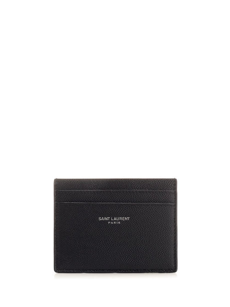 Saint Laurent Black Card Holder With Printed Logo