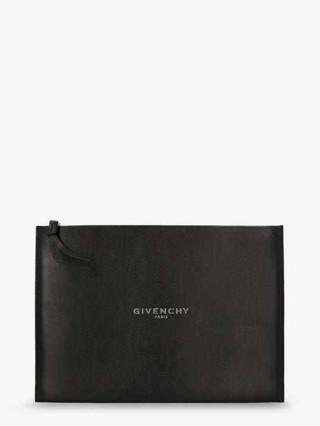 Givenchy Leather clutch bag with lettering logo on the front - Black