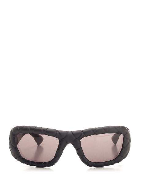Bottega Veneta Rectangular Woven Sunglasses - Black