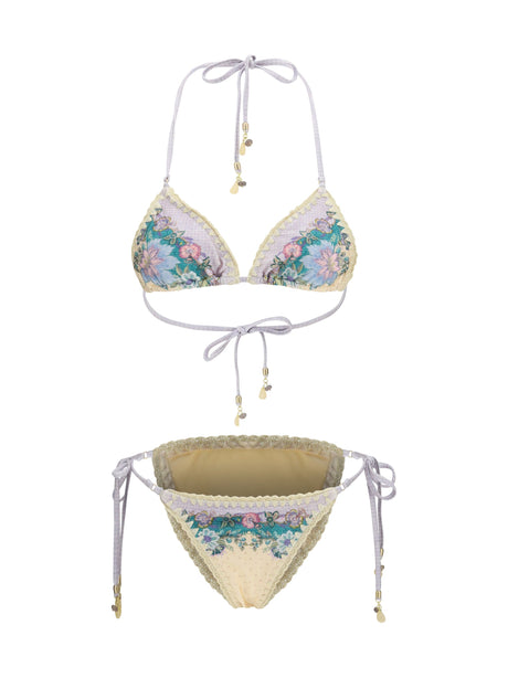 Zimmermann Indra crochet detail Bikini - Cream Scarf Floral