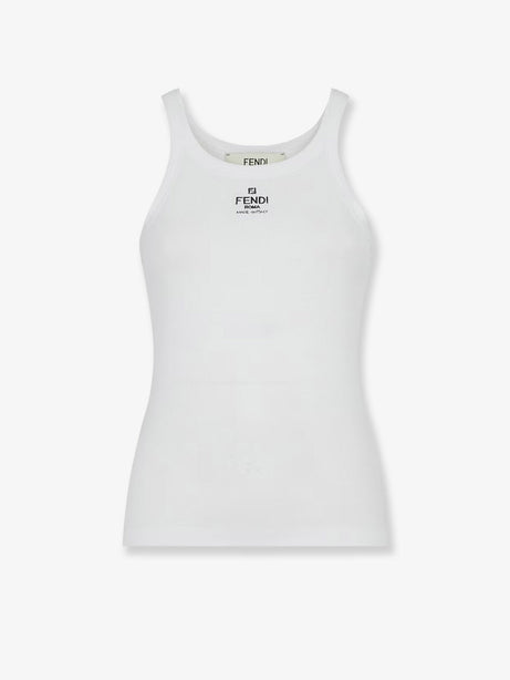 Fendi Ribbed cotton tank top - White