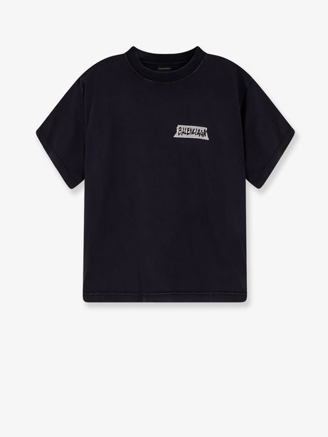 Balenciaga Used effect cotton t-shirt - Faded Washed Black