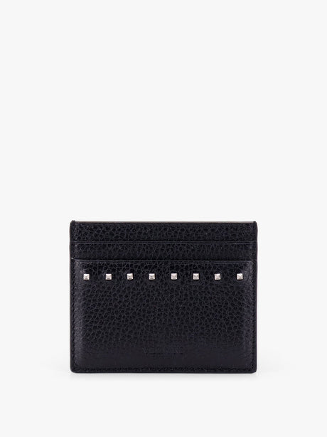 Valentino Garavani Leather card holder with stud detail - Nero