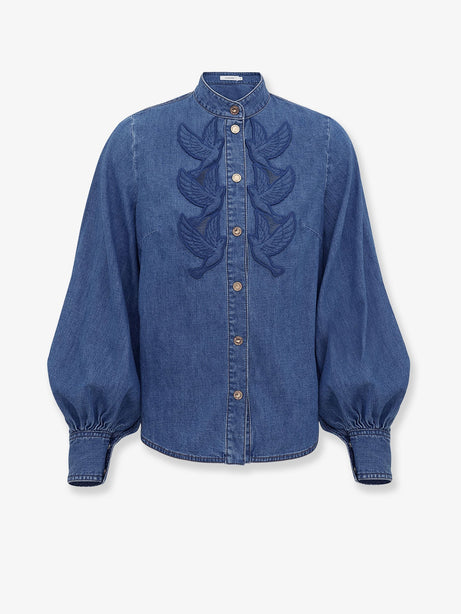 Zimmermann Denim shirt with cut-out embroidery - Bayblue