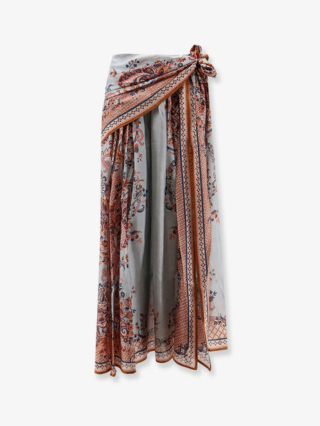 Zimmermann Aster silk midi skirt with paisley print - Blue Paisley Floral