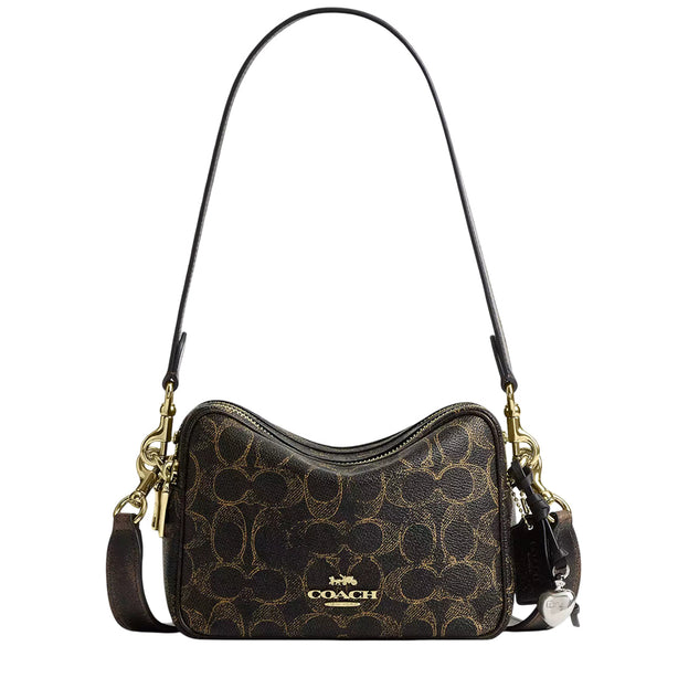 Coach Mini Carey Crossbody Bag In Loved Signature Canvas - Brown CEK73