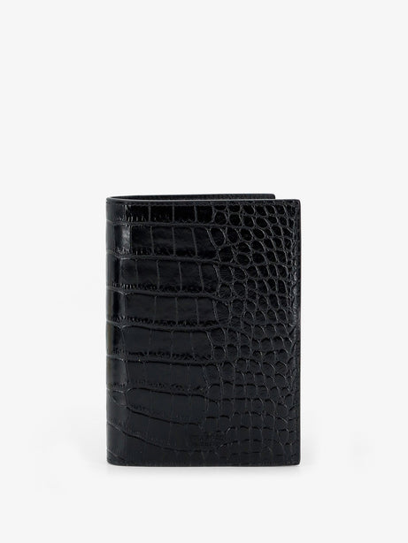 Tom Ford Leather wallet with crocodile print - Black