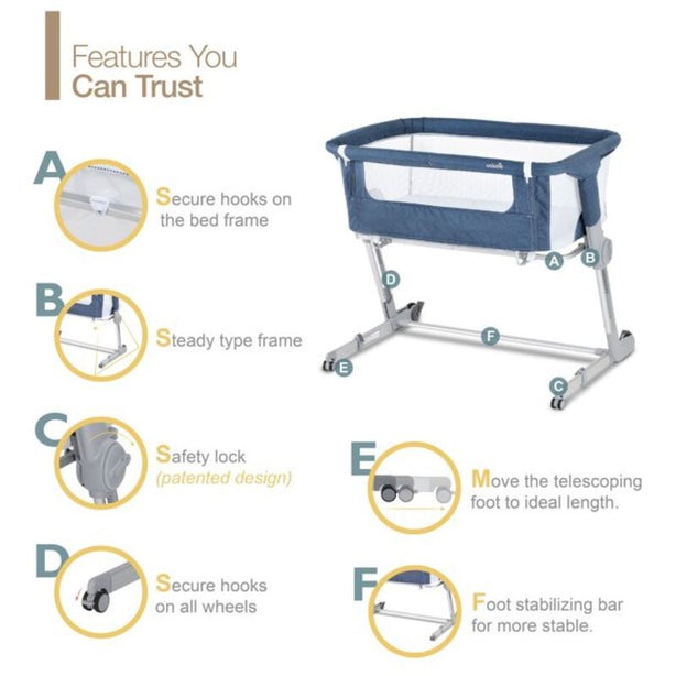 Unilove Hug Me Plus Airflow Bedside Co-Sleeper & Baby Bassinet with Mosquito Net and Carry Bag
