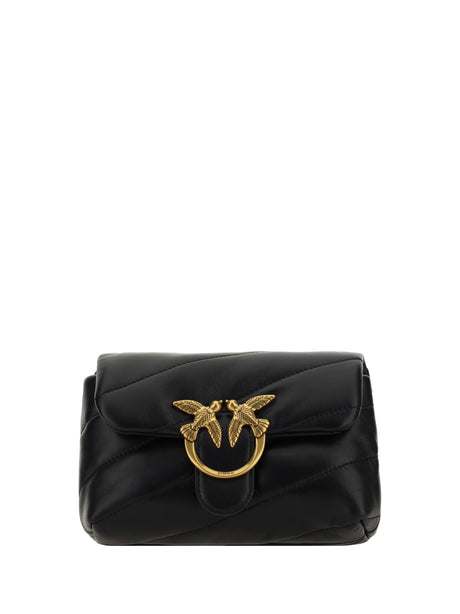 Pinko Love Baby Shoulder Bag - Black-Antique Gold