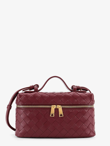 Bottega Veneta Bang Bang leather vanity case with Intrecciato motif - Barolo-Gold