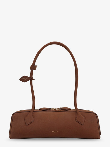 Alaia Teckel Medium suede shoulder bag - Terre D'Ombre 2