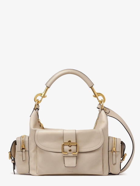 Chloe' Medium Double Carry leather shoulder bag - Boyish Brown