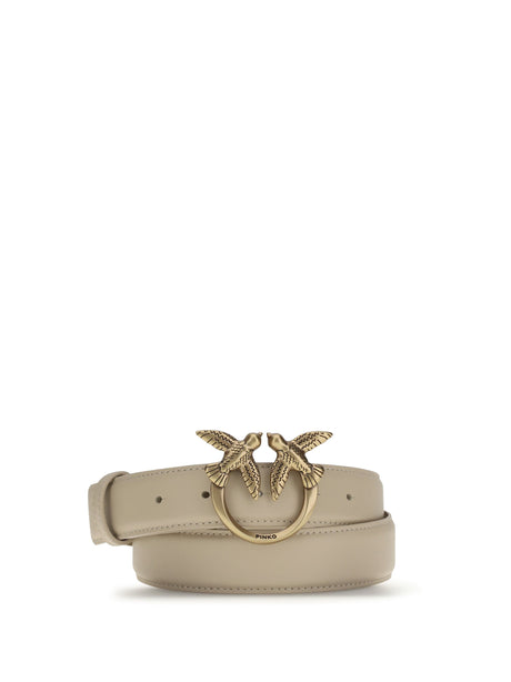 Pinko Love Berry Belt - Beige-Grey Smoke-Antique Gold