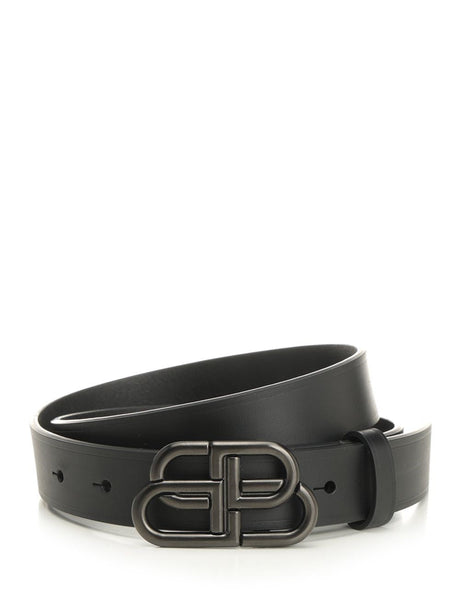 Balenciaga Thin Belt Bb - Black