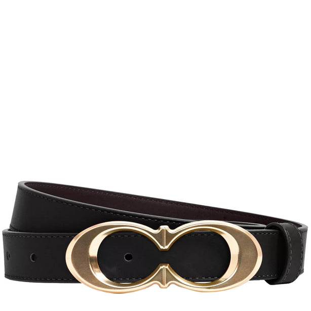 Coach Signature Buckle Belt, 25 Mm in Black/ Gold C1725 (M)