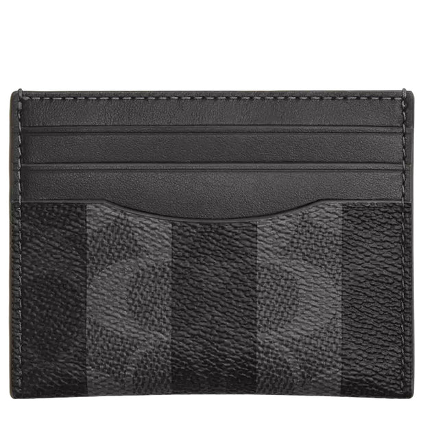 Coach Slim Id Card Case In Signature Canvas With Stripes - Black/ Grey CEB97