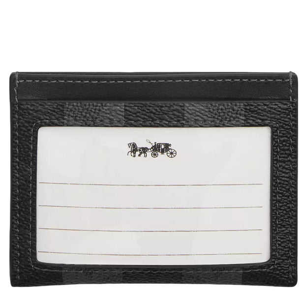 Coach Slim Id Card Case In Signature Canvas With Stripes - Black/ Grey CEB97