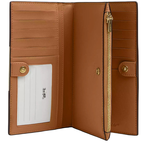 Coach Slim Zip Wallet In Signature Canvas With Stripe - Light Khaki/ Chalk Lt Saddle CR928