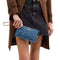 Coach Large Corner Zip Wristlet In Signature Denim - Indigo CDE82