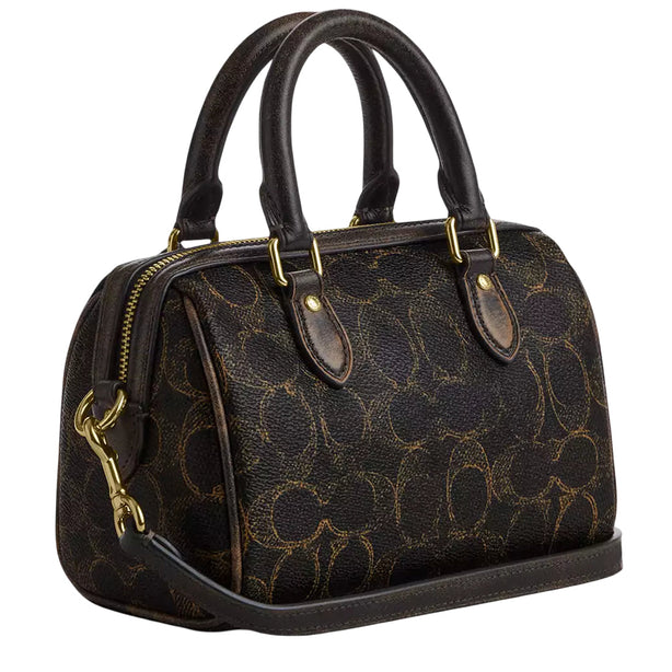 Coach Mini Rowan Crossbody Bag In Loved Signature Canvas With Charms - Brown CDY29
