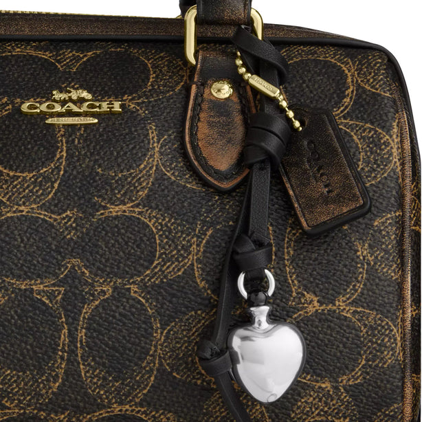 Coach Mini Rowan Crossbody Bag In Loved Signature Canvas With Charms - Brown CDY29