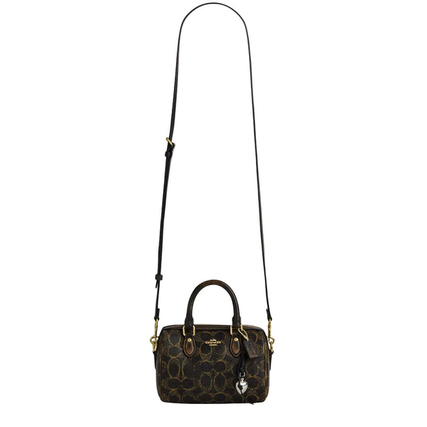 Coach Mini Rowan Crossbody Bag In Loved Signature Canvas With Charms - Brown CDY29