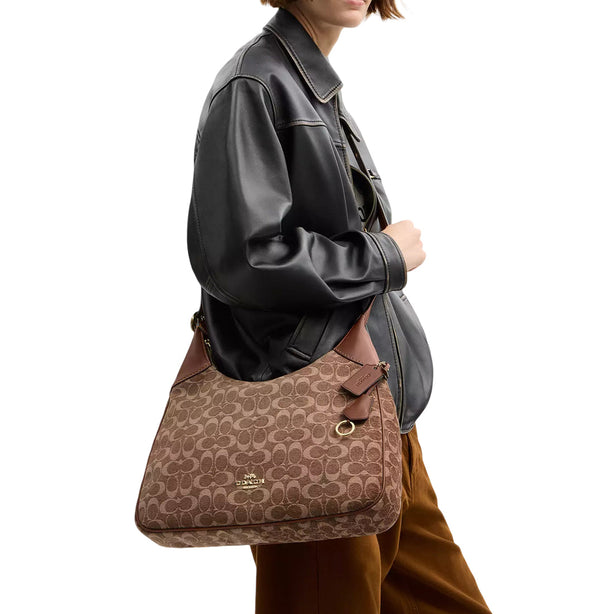 Coach Ella Shoulder Bag In Signature Chenille - Light Khaki/ Vintage Brown CCE49