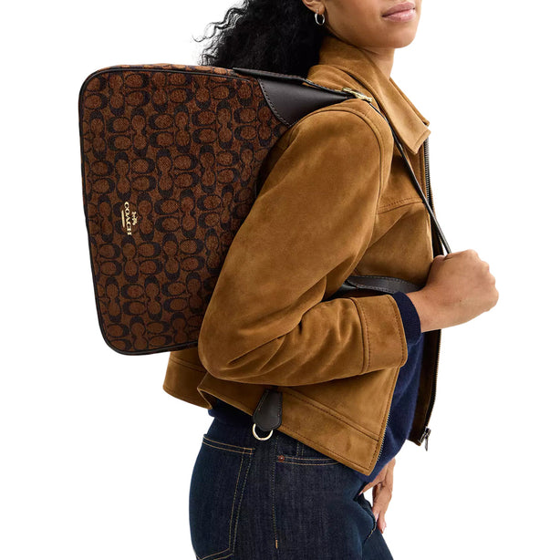 Coach Ella Shoulder Bag In Signature Chenille - Truffle CCE49