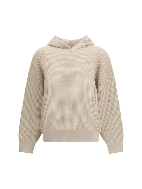 Brunello Cucinelli Sparkling Net cotton hooded Sweatshirt - Rustic Beige+Panama