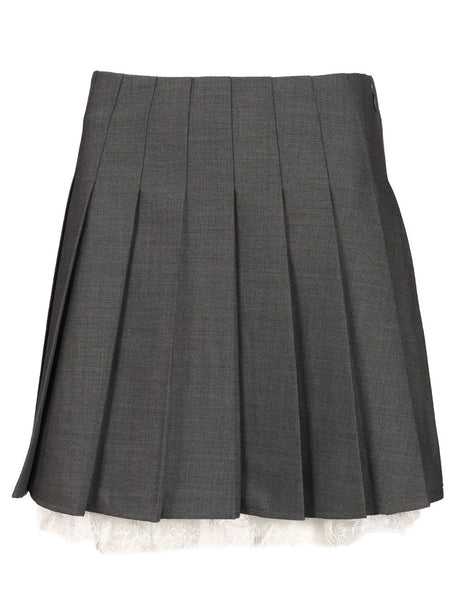 Self-Portrait Pleated Miniskirt - Grey